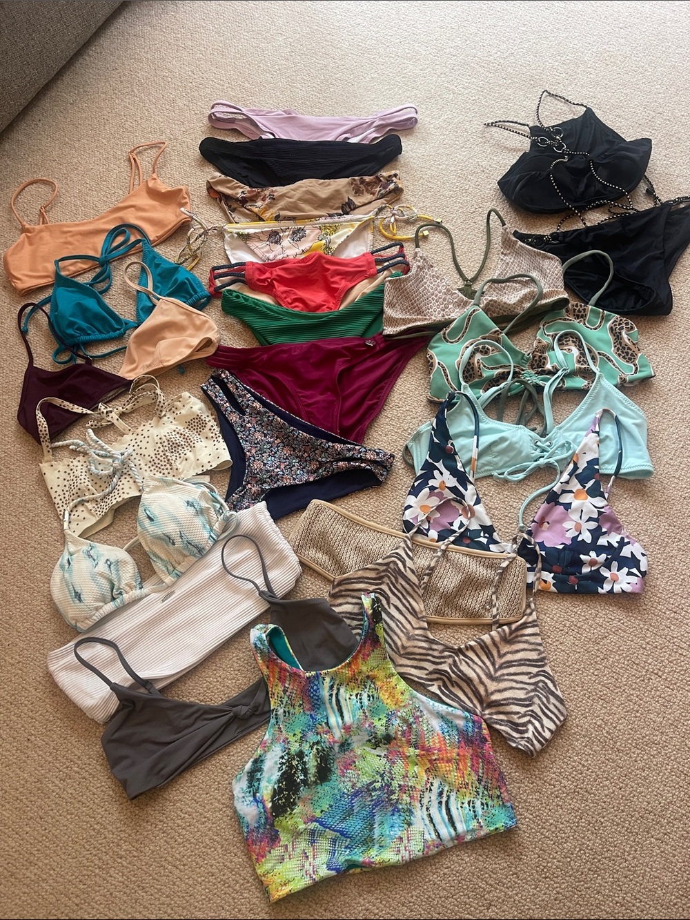 Mixed Women’s Bikini tops and bottoms. Multicolor Swimwear